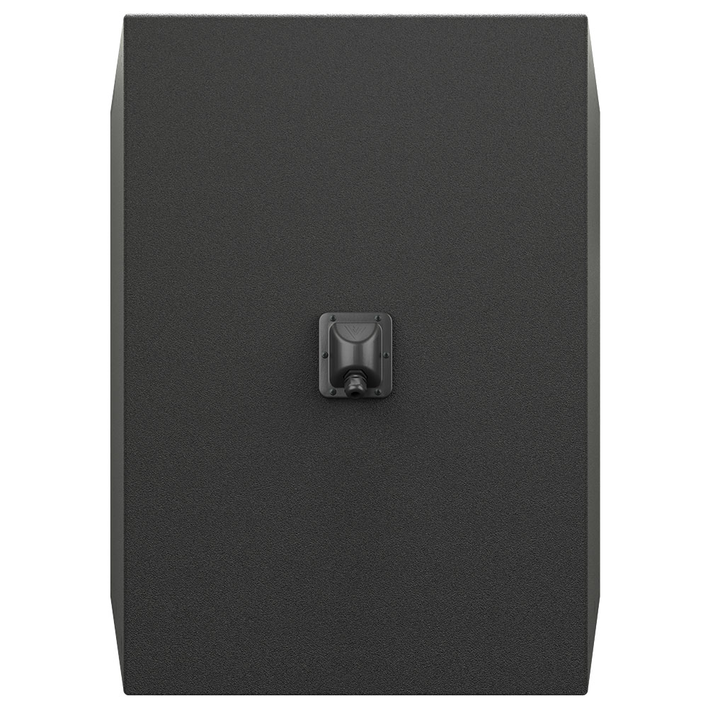 Black speaker cabinet with hardware attachment