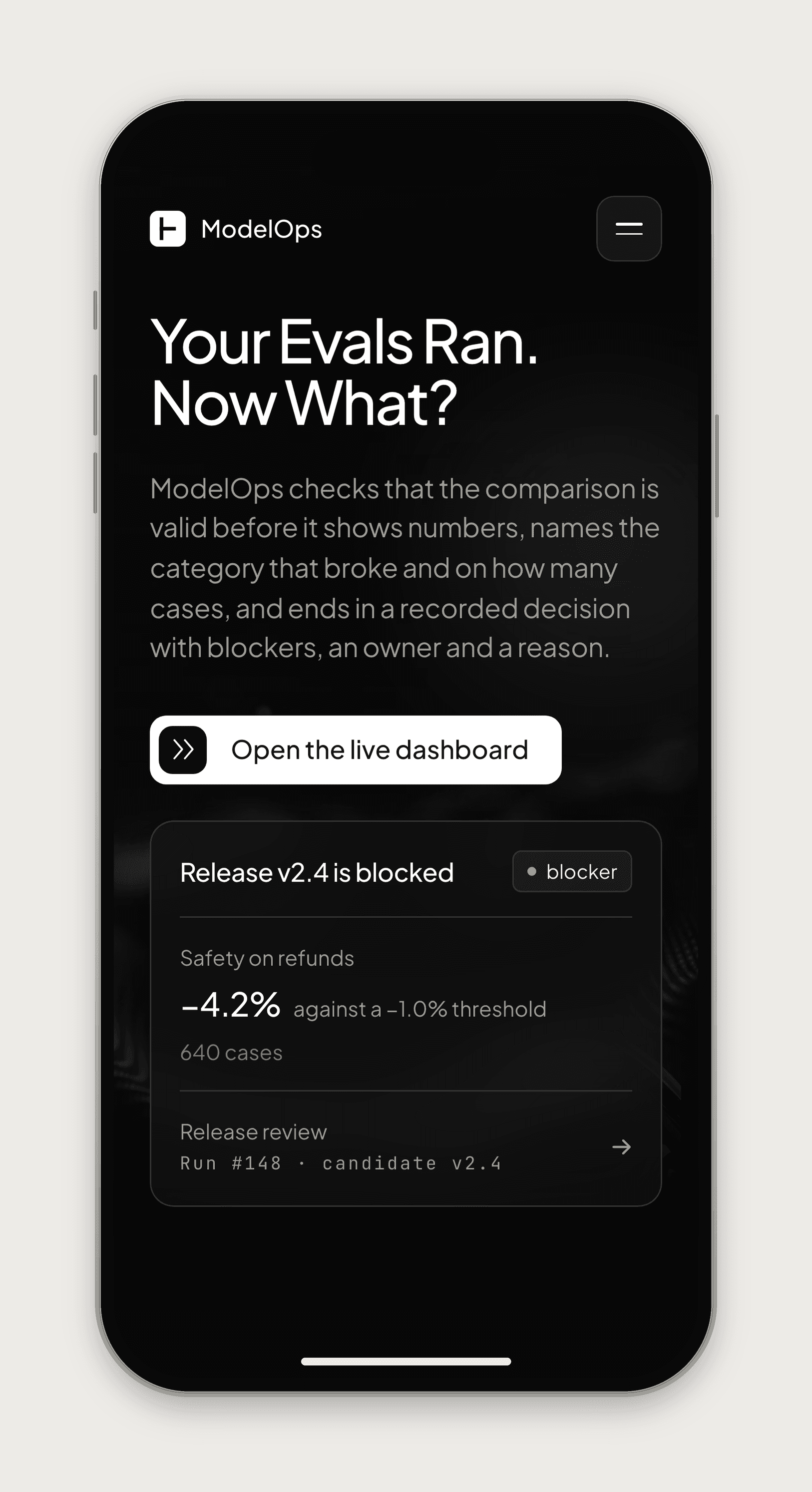 Blocked release, above the fold