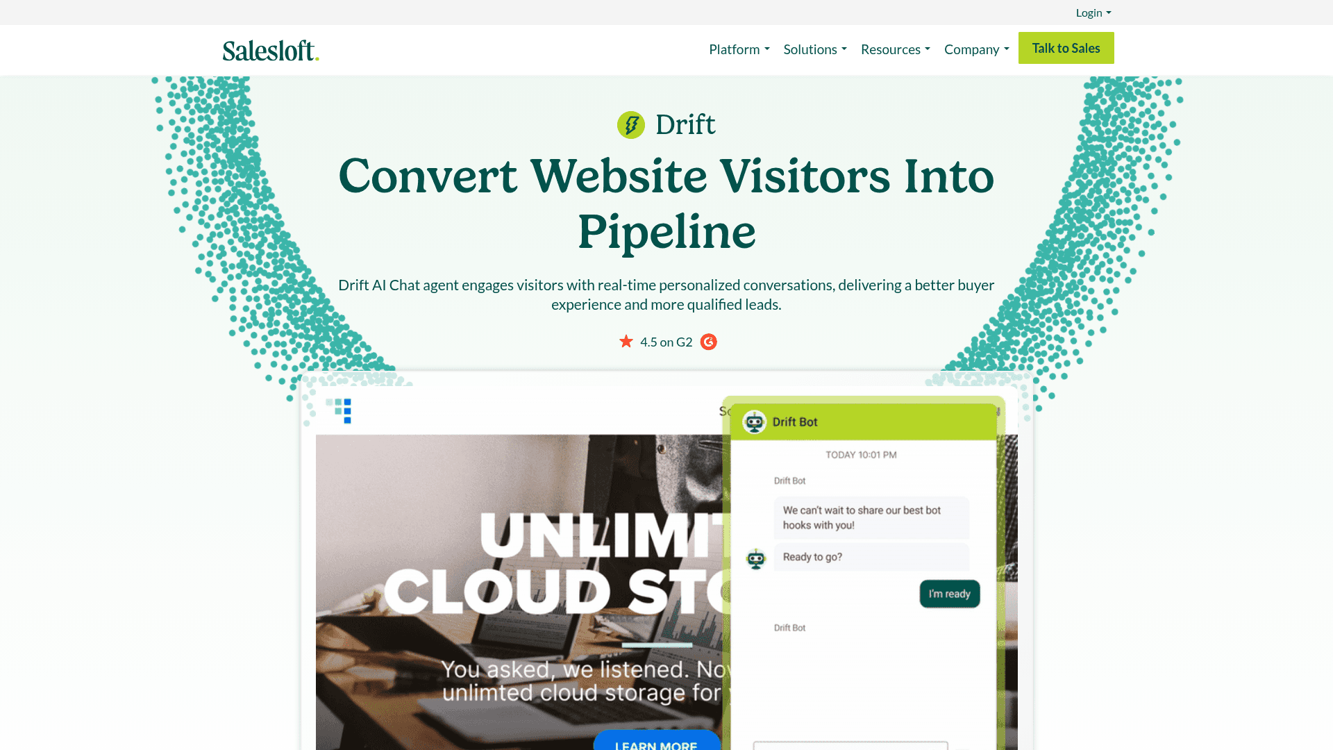Screenshot of https://drift.com