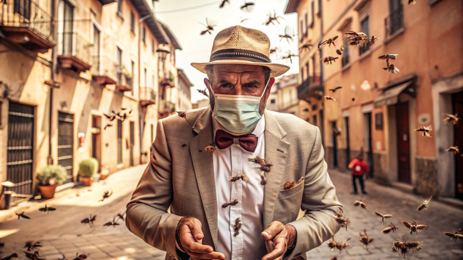 an extravagant mayor in Italian city fights mosquitoes with bare hands