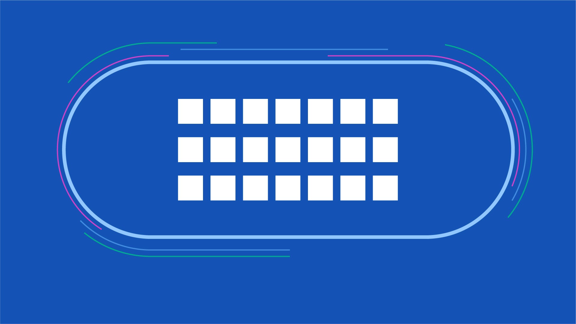 Vector illustration of an array of squares inside a pill shaped line