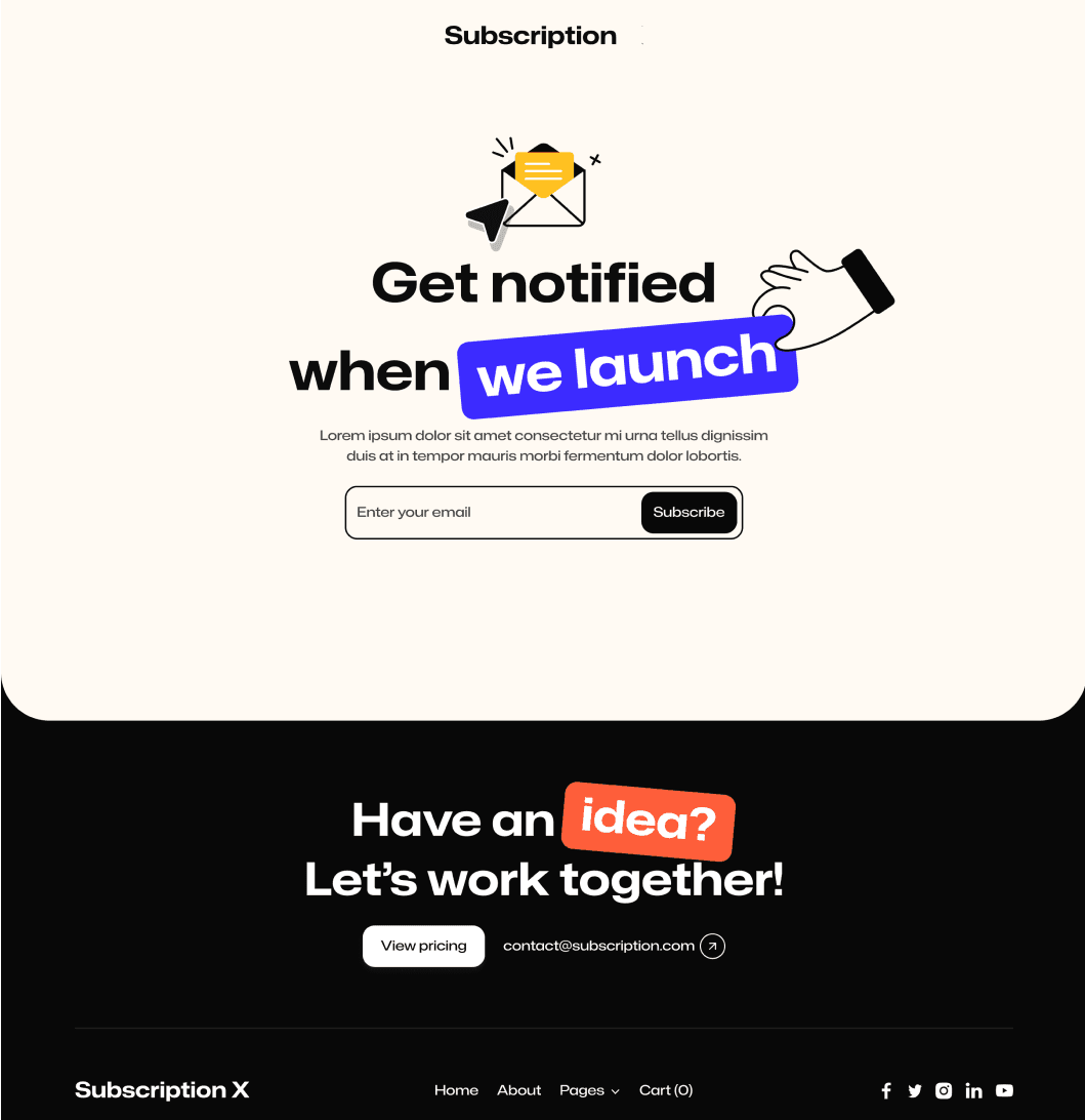 Subscription X - Coming Soon Page - Design Subscription Agency Framer Template