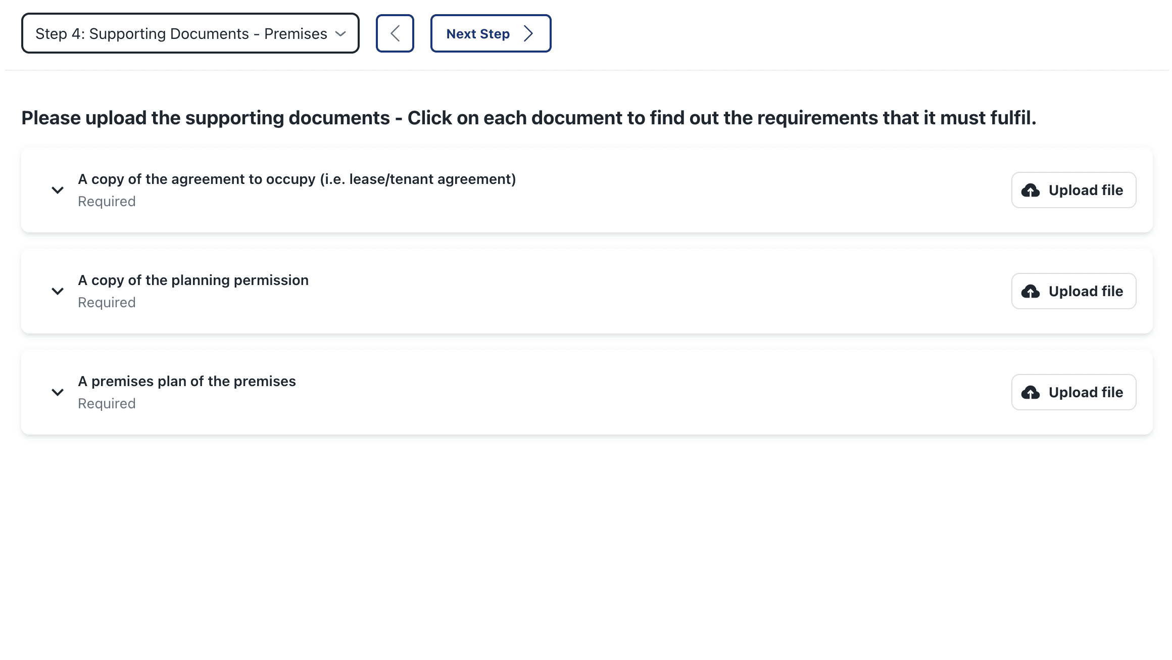 A list of supporting documents for upload on the Barnab platform.