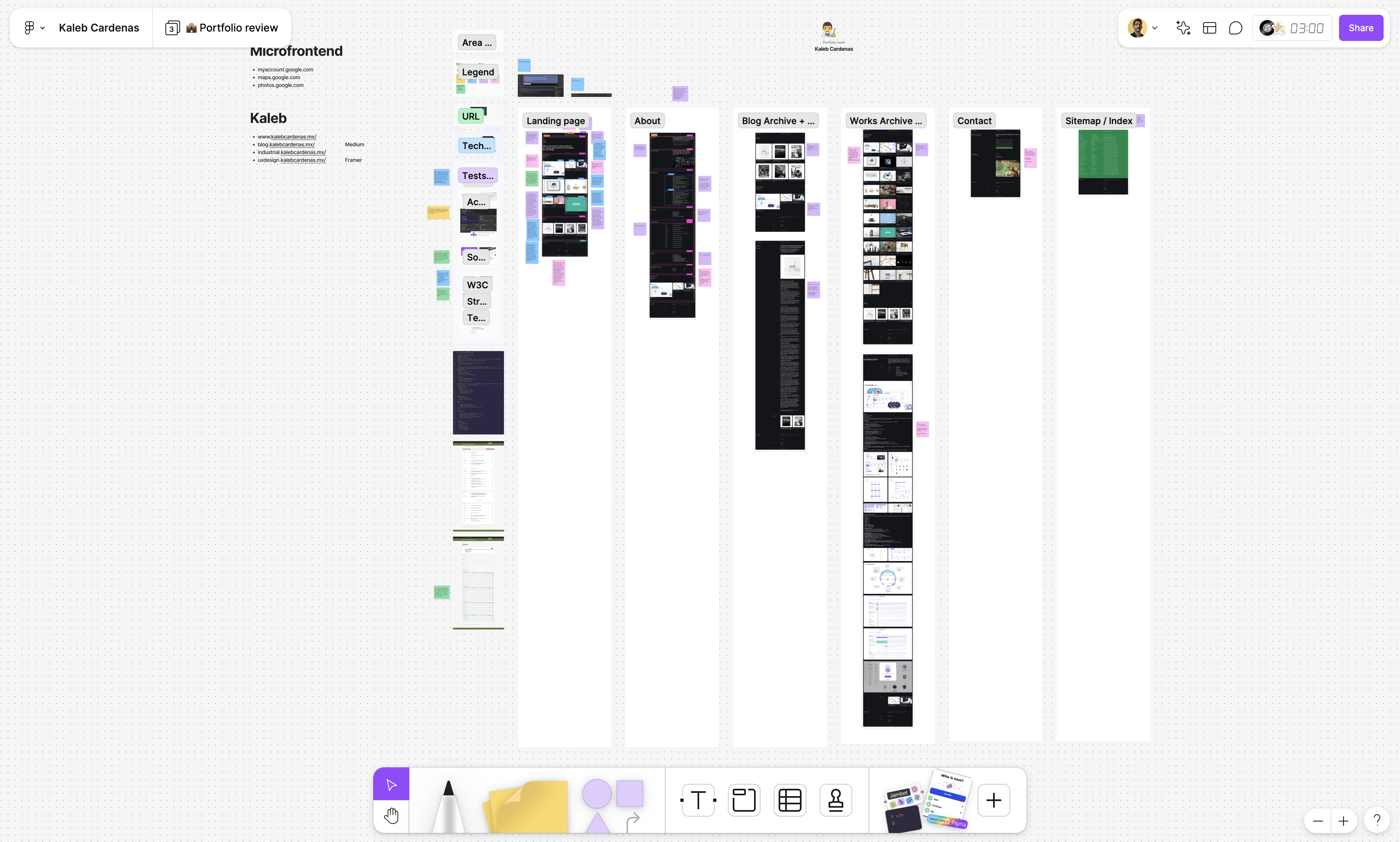 FigJam board of my Portfolio review