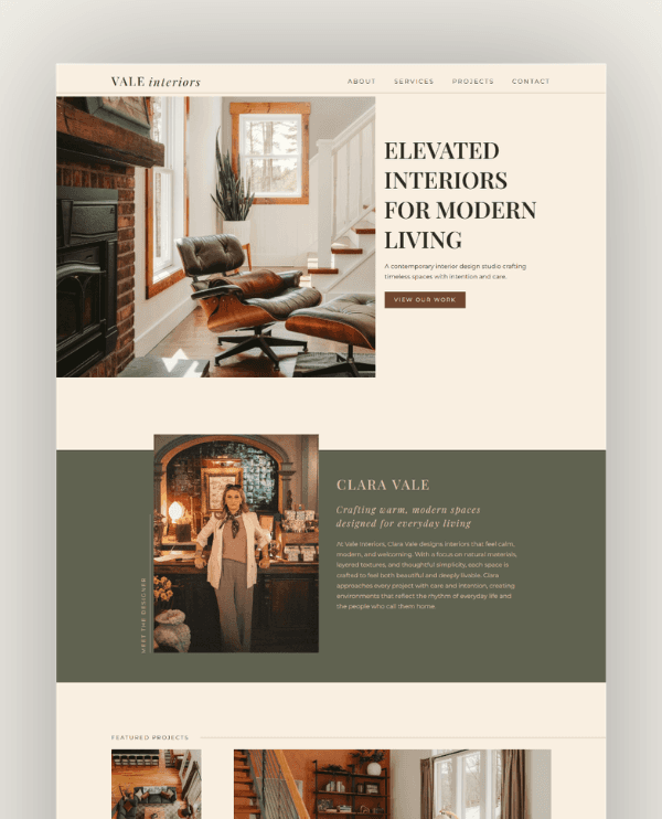 Vale template home page preview