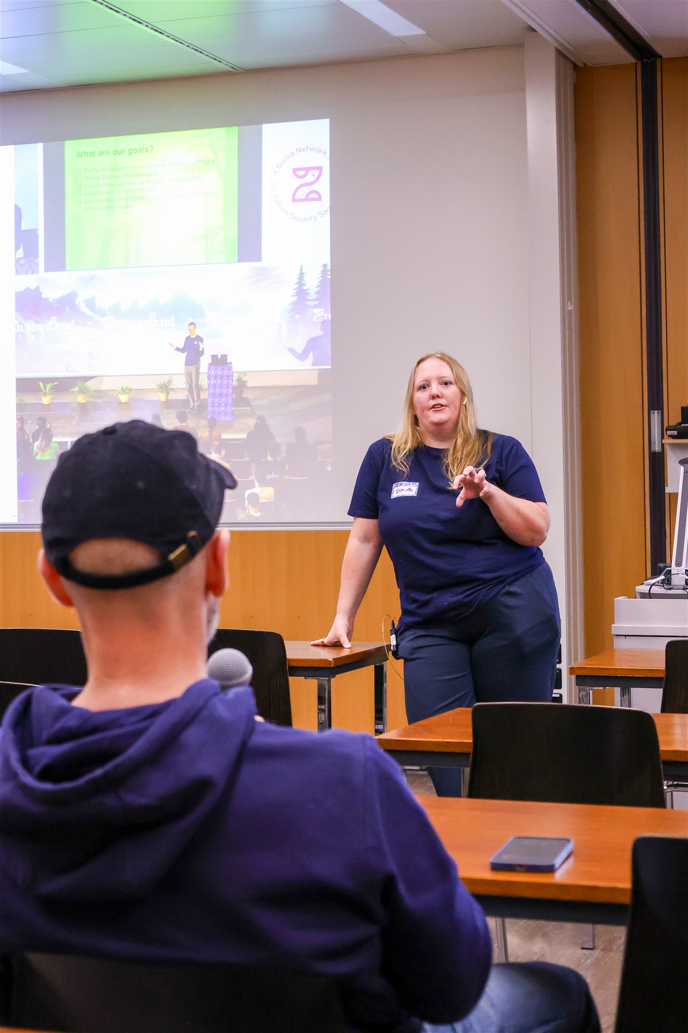 Speaker presenting in breakout session at EthereumZüri event in Zurich