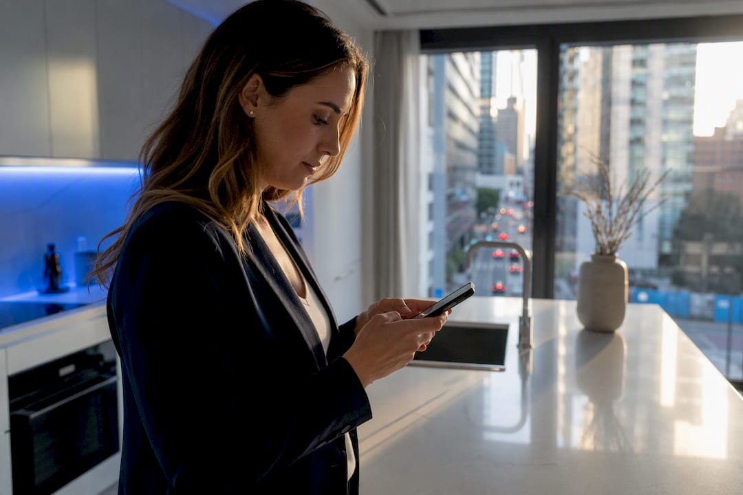 Real estate agent scheduling a showing on smartphone