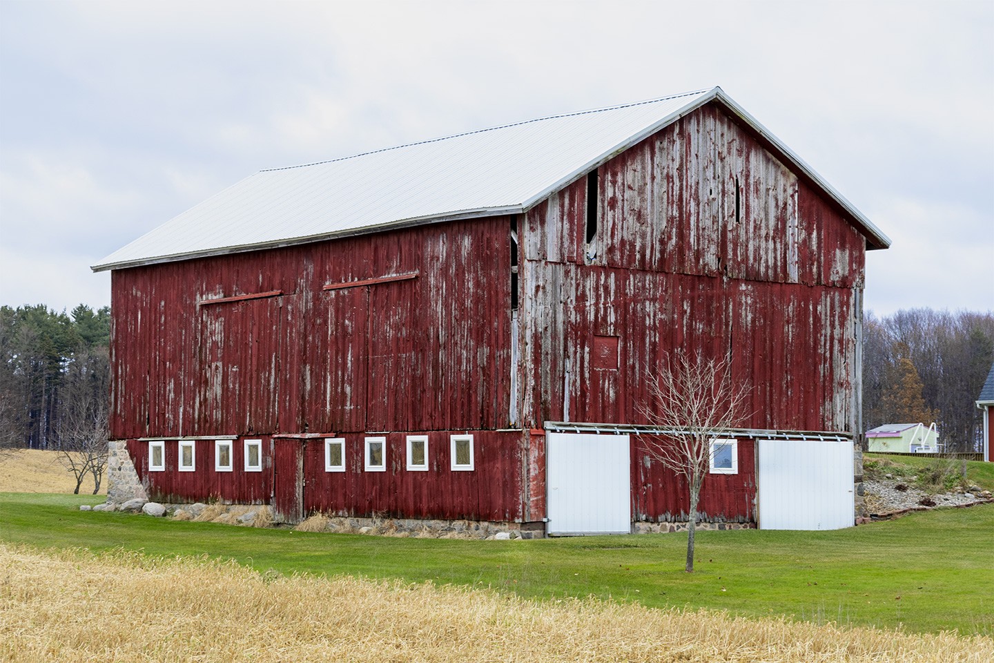 Red Barn with White Roof