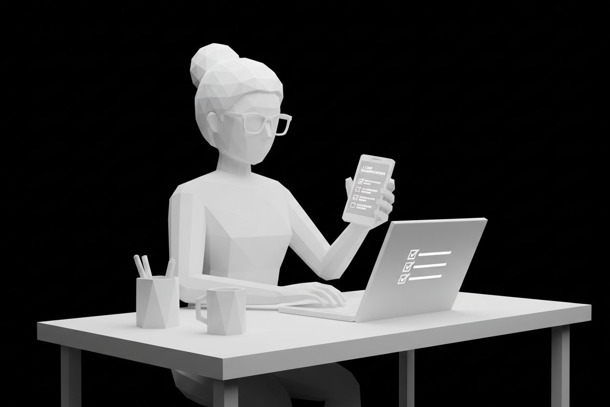 A marketer reviewing a checklist