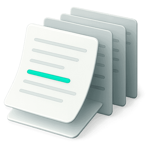 Stack of documents with teal progress bar