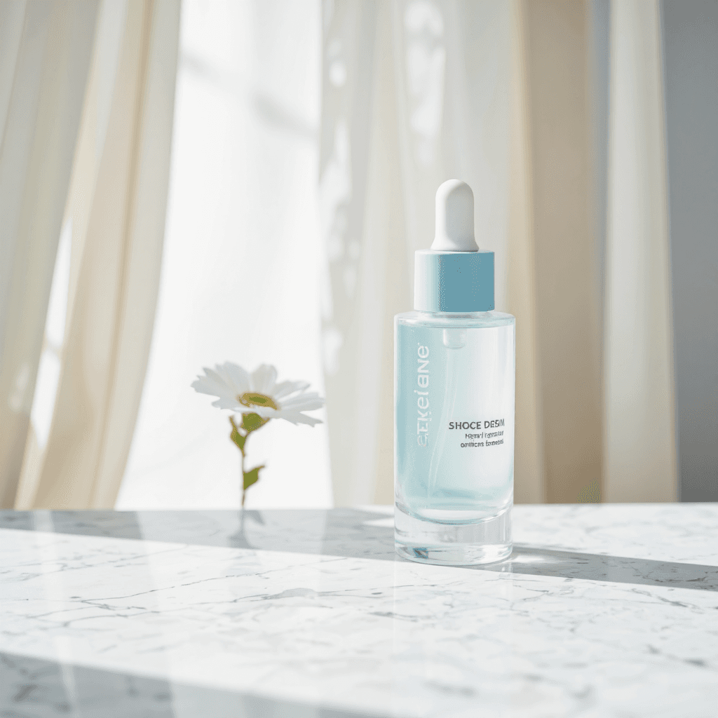 product photography of a bottle of liquid skincare product