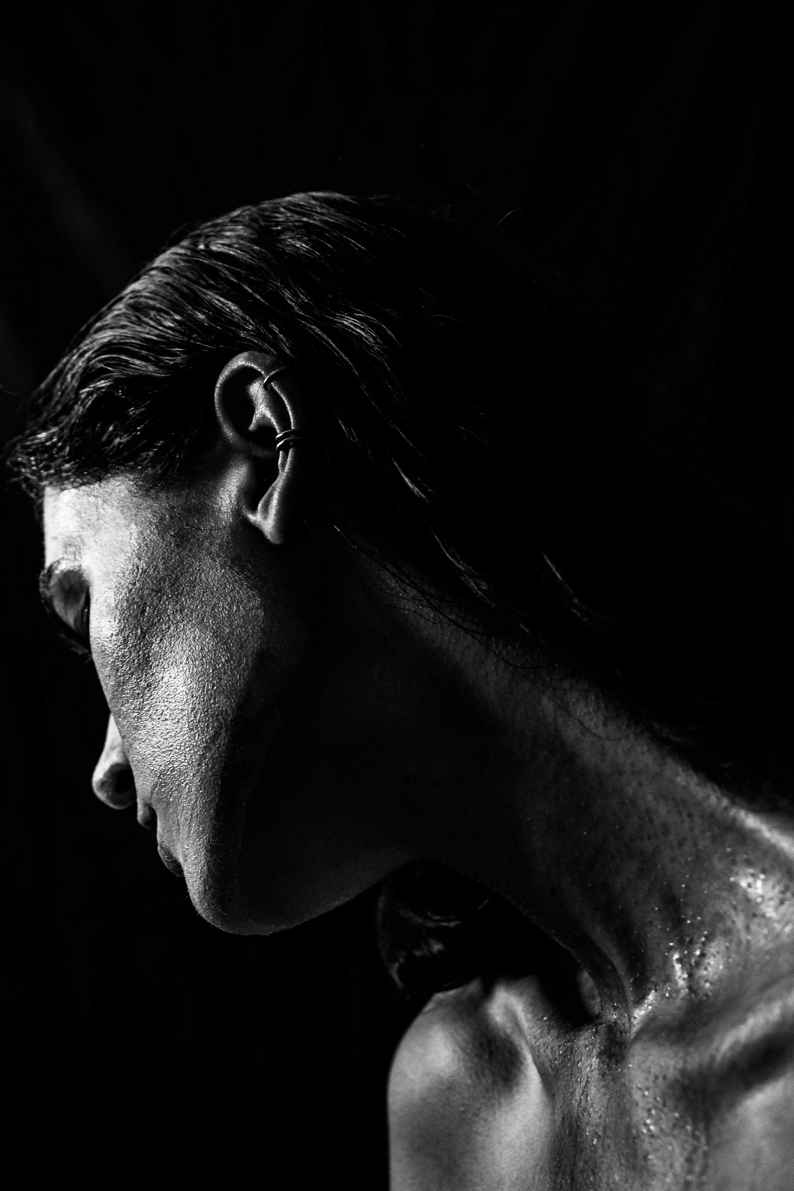 black white photo of girl