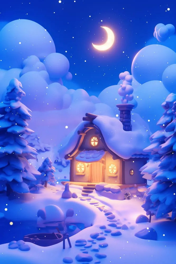 3D cartoon night sky