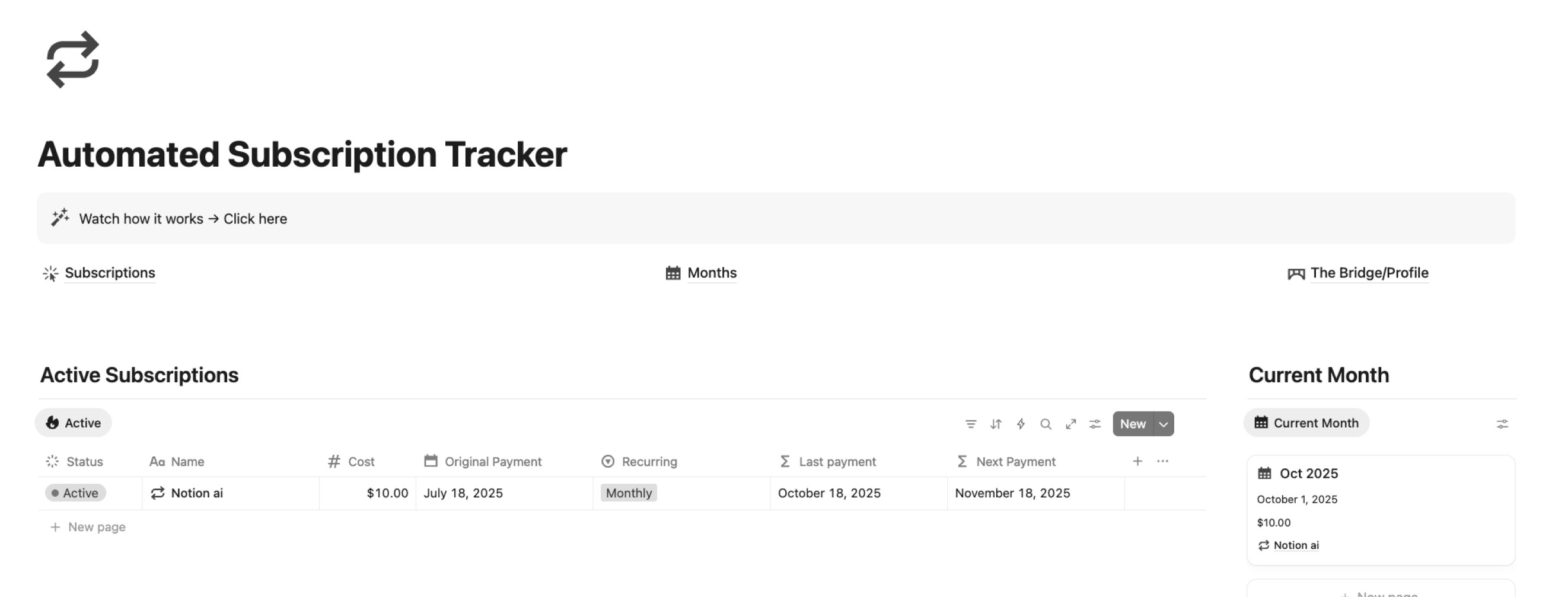 Automated Subscription Tracker in Notion (No Zapier, No Make)