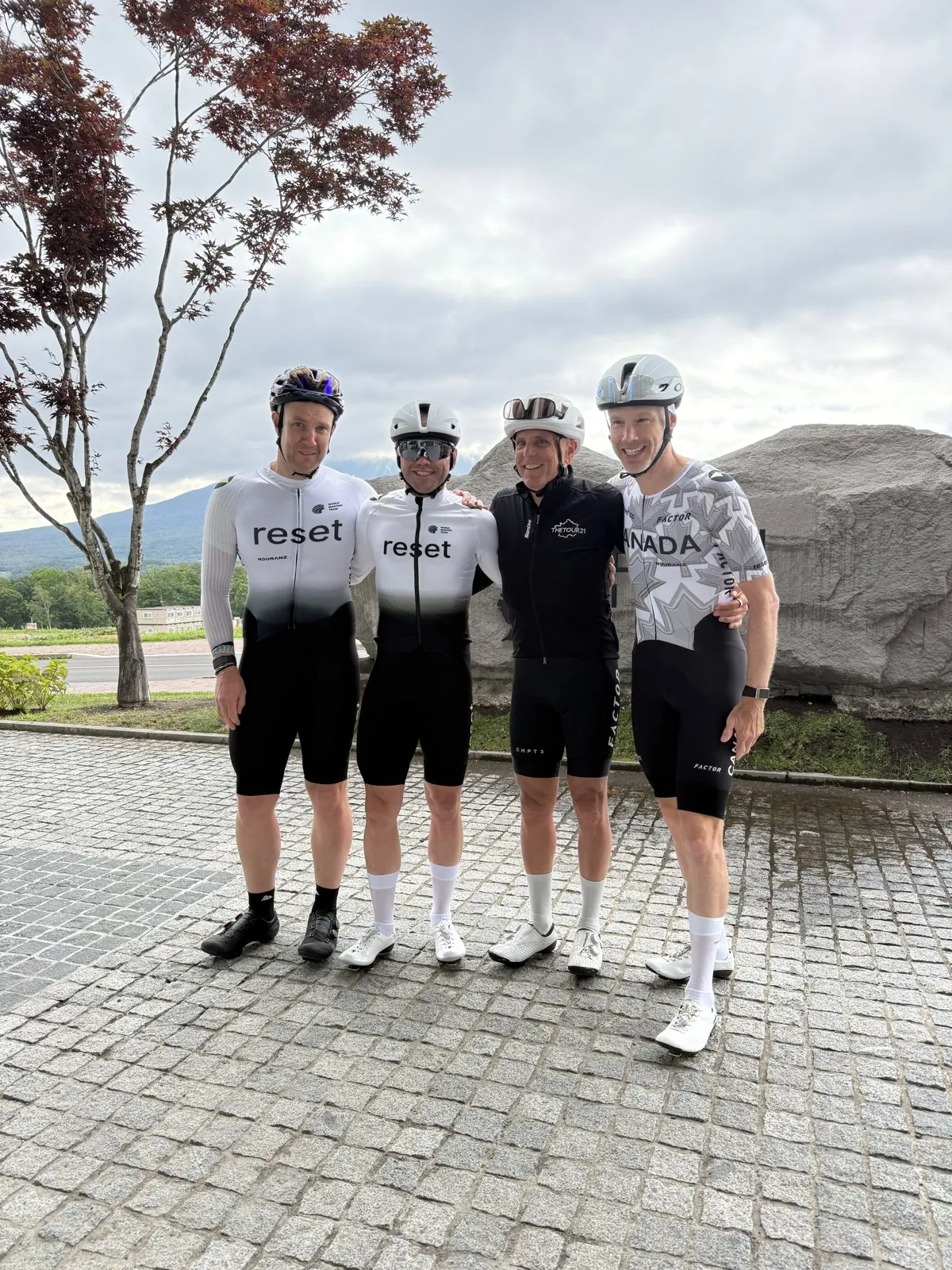 Craig, Benji and Zack Morris in Niseko before the 2026 UCI Gran Fondo World Championships