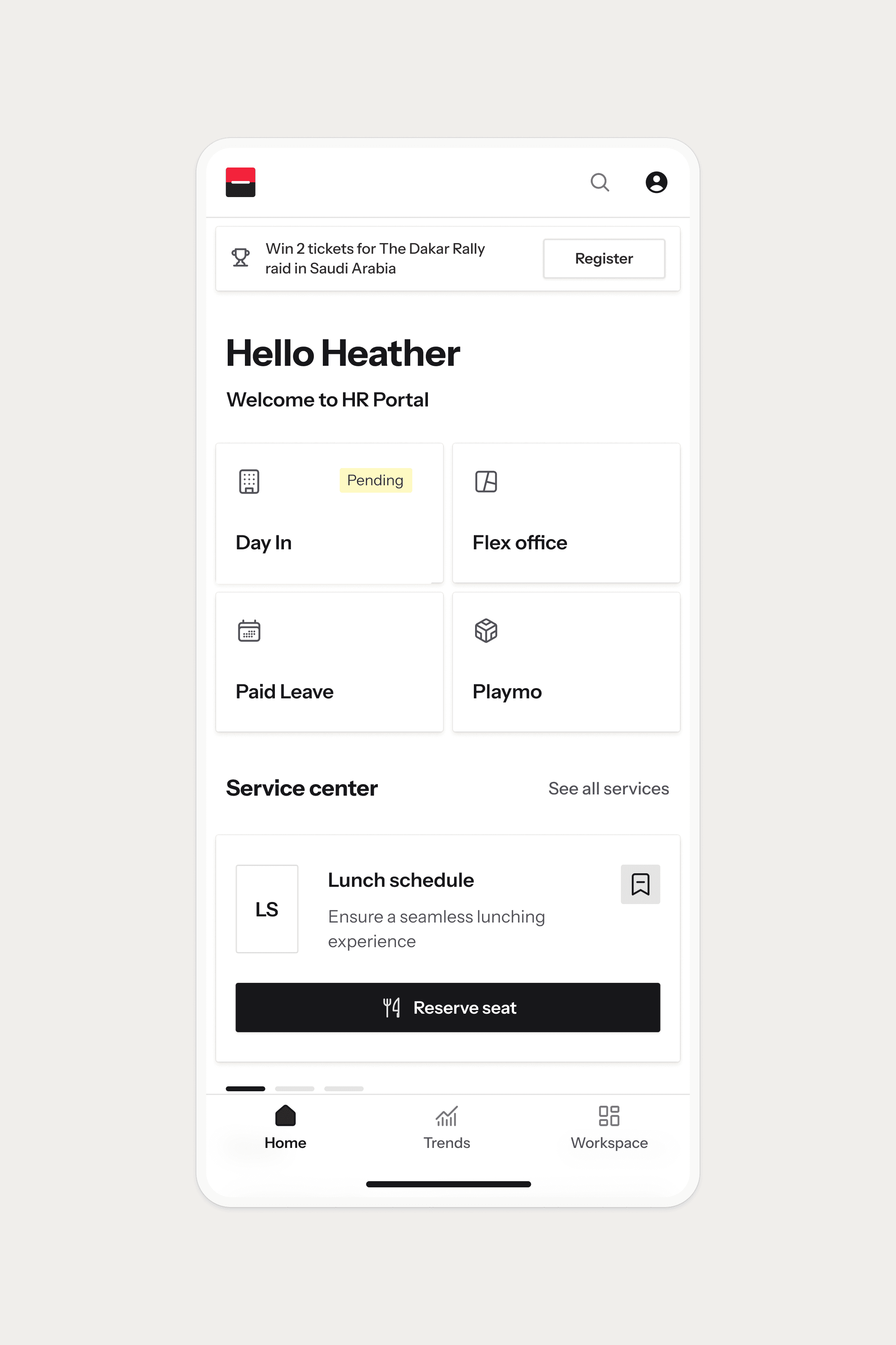 SG HR Portal Home Mobile