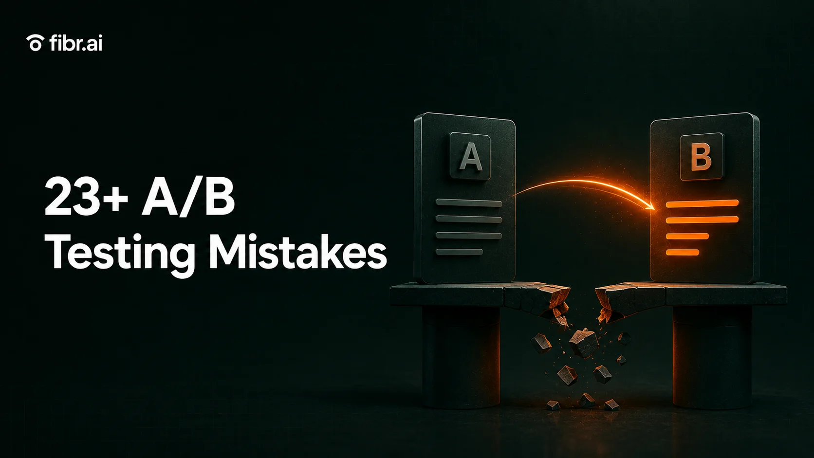A/B testing mistakes visualization with failed experiment patterns, split-test comparisons, and optimization warning indicators.