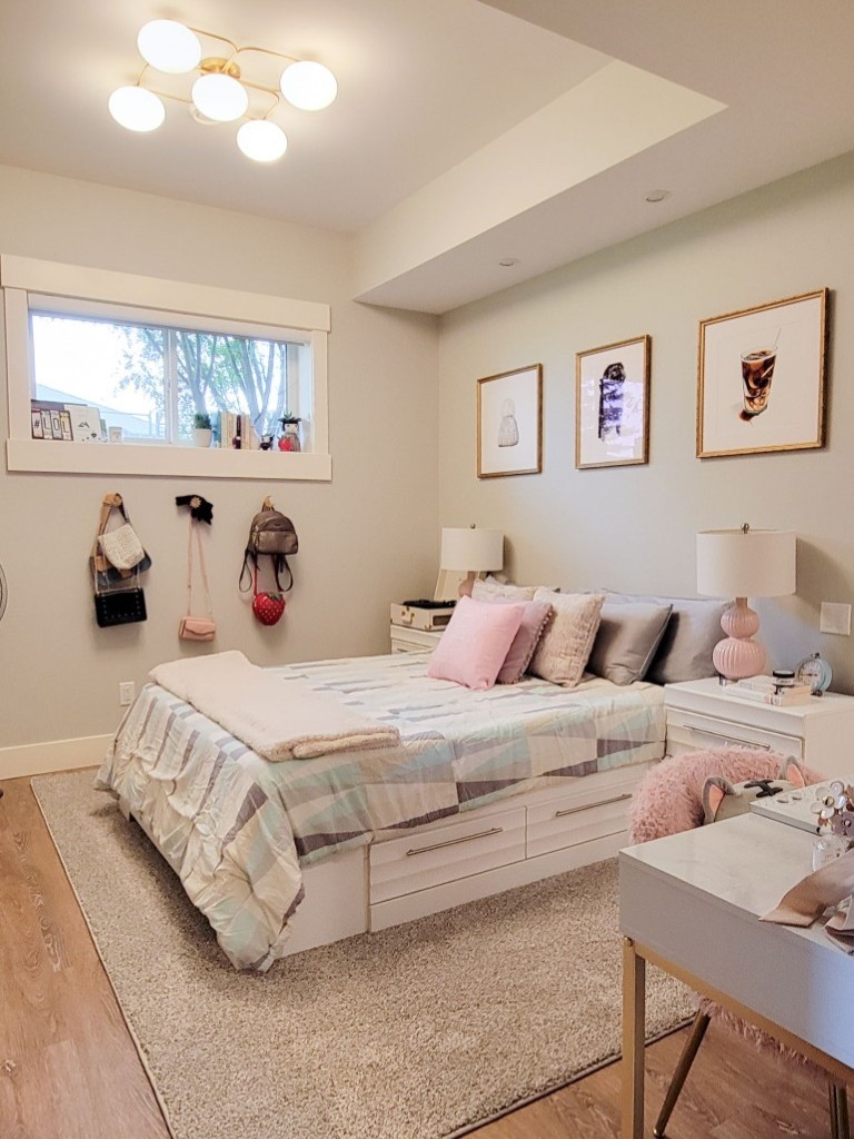 Image of Cozy bedroom interior with plush bedding, furniture, and decor designed by KHD Homes for luxury living.