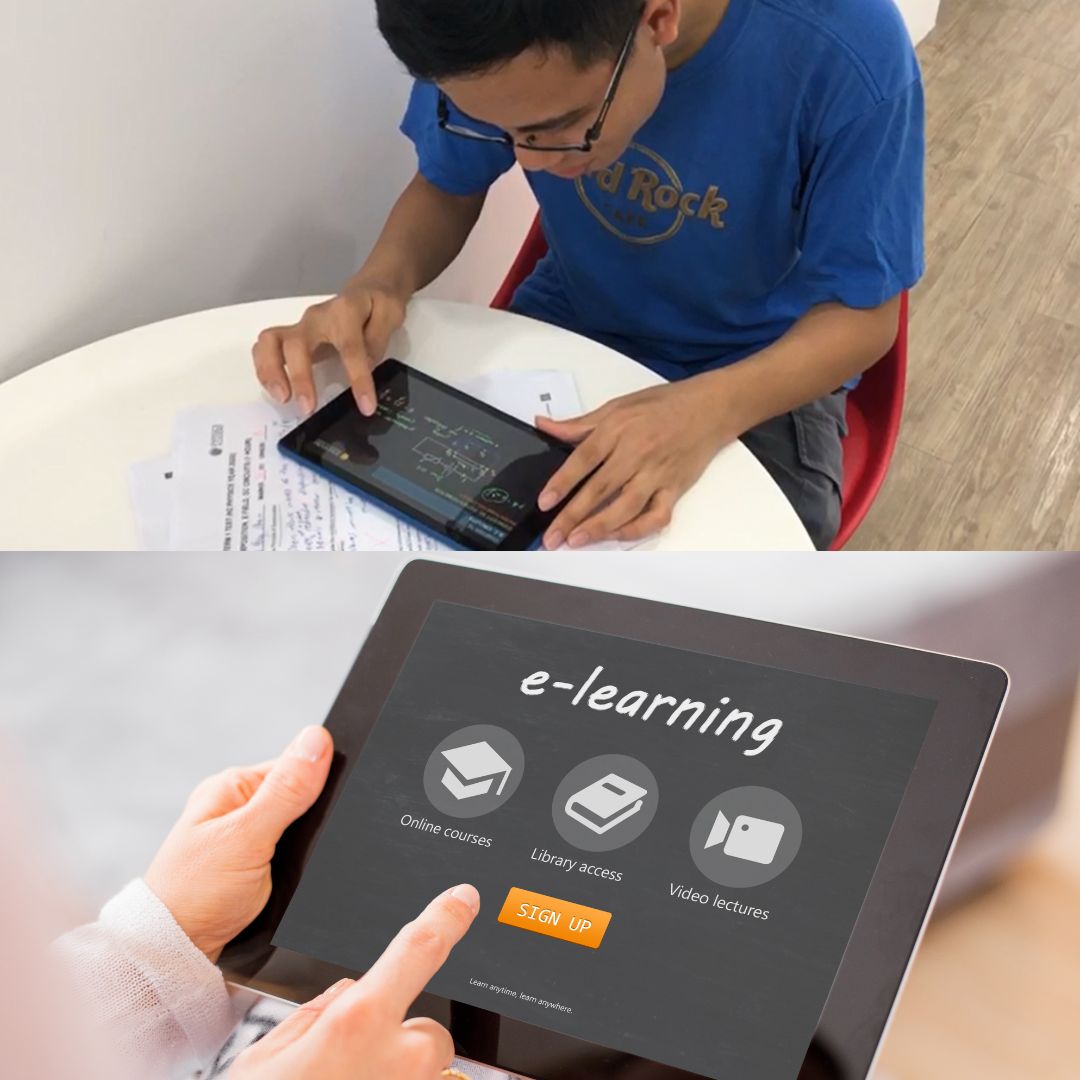 Student studying on a tablet