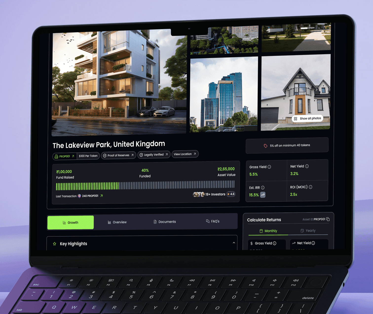 Clario cashflow overview card displaying income and expense trends over the past 7 days with a line chart.