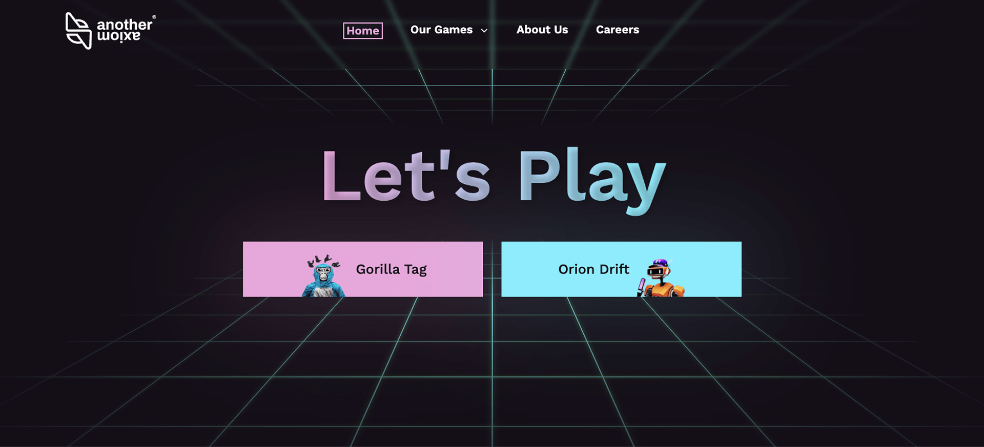 A screenshot of the Another Axiom studio website homepage.