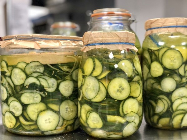 Glasses of Cucumbers which As One Restaurant Dublin are using in order to produce no waste