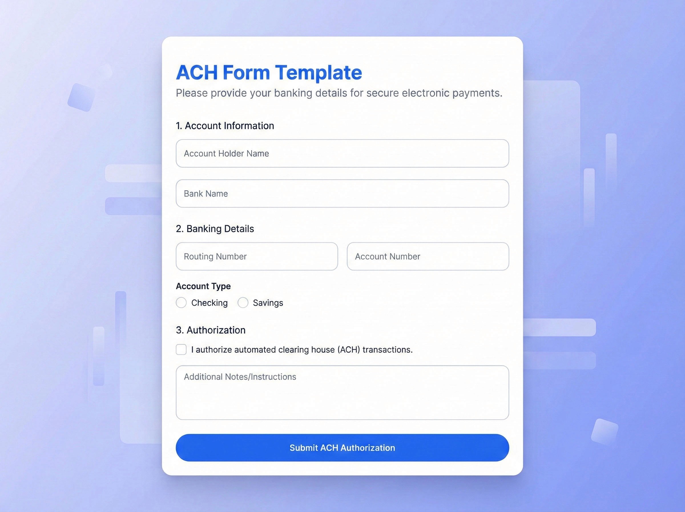 ACH Form Template
