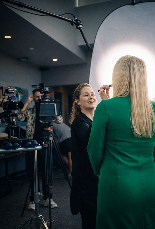 Film crew setup on scene.