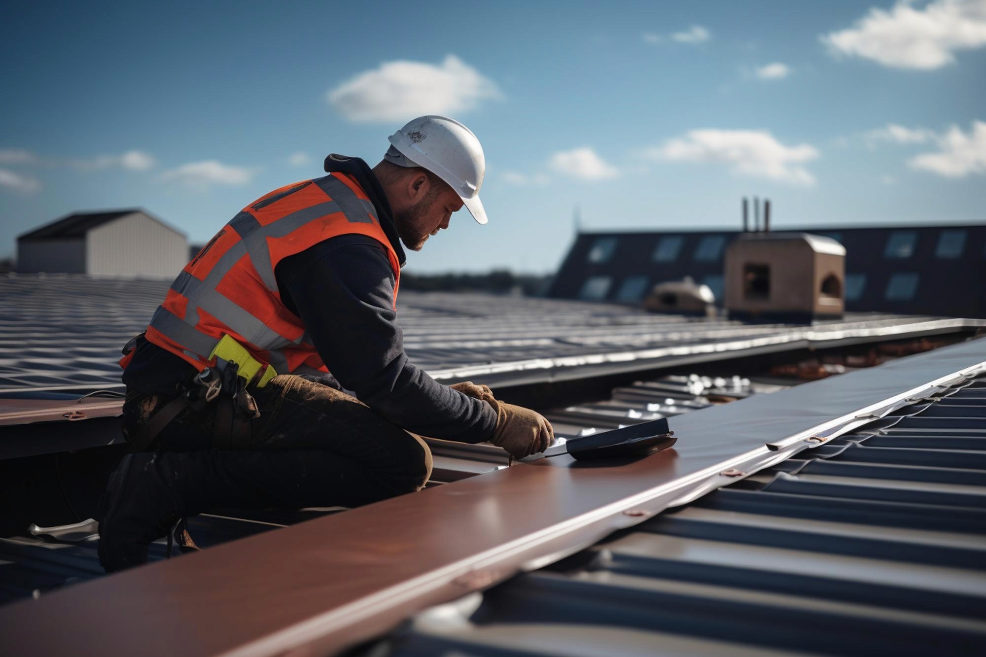 roofing contractor fixing the roof