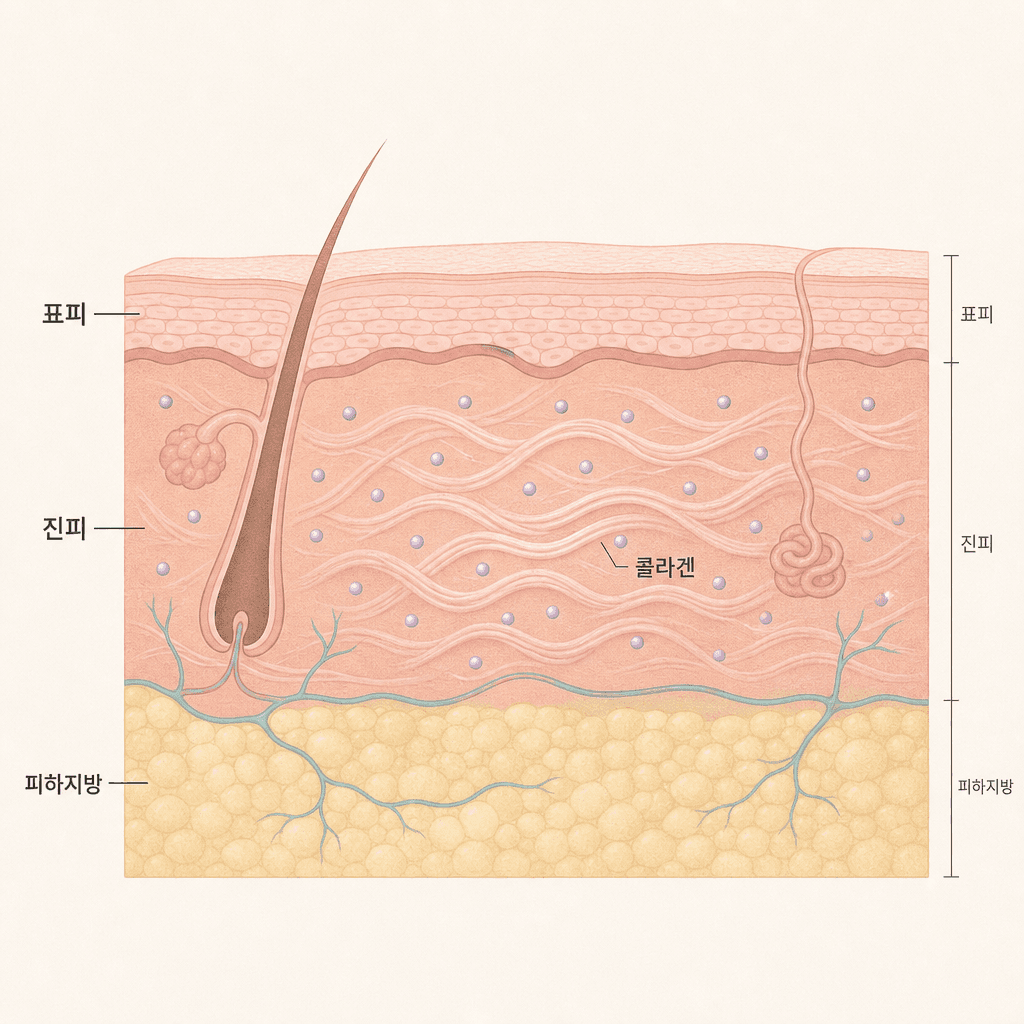 콜라겐 부스터가 진피에서 콜라겐을 만드는 구조