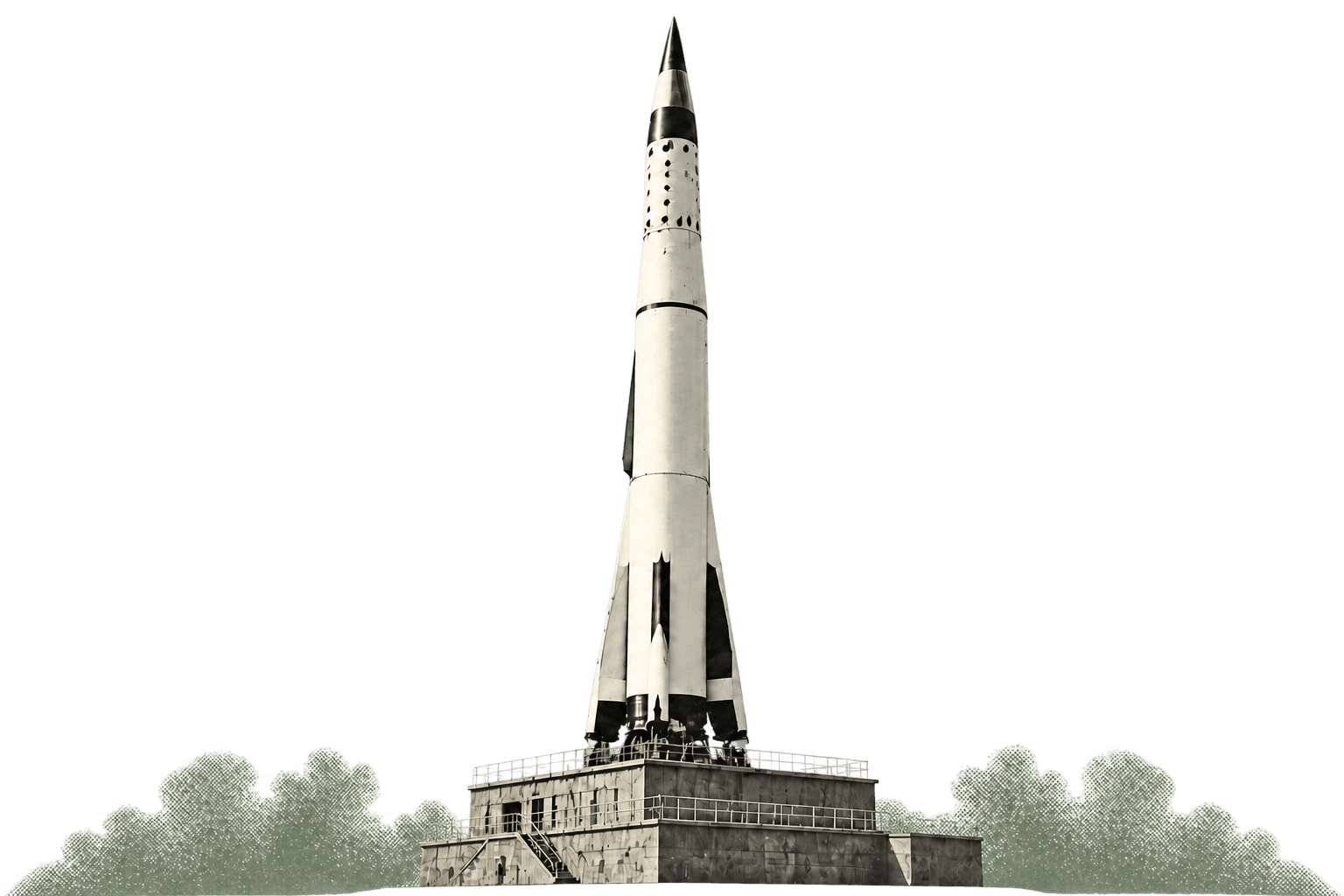 Vintage launch vehicle prepared for lift-off