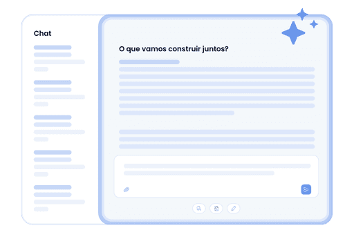 Interface do Chat da Inspira em uma moldura azul arredondada.