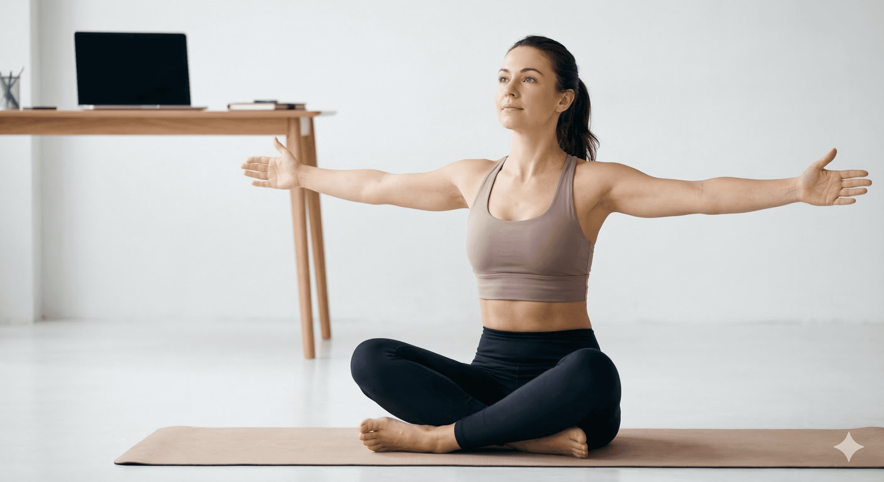 Dettaglio della postura corretta della schiena di una donna durante un esercizio di Pilates Matwork a Pavia, utile per chi lavora al computer.