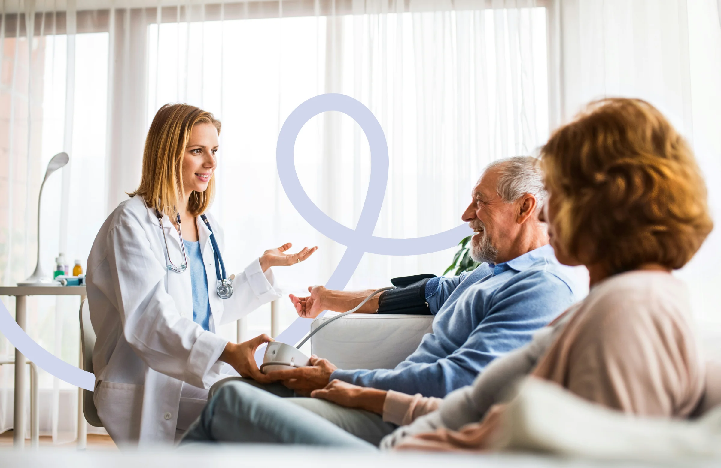 Community nurse visiting older couple at home in Brisbane for private nursing care