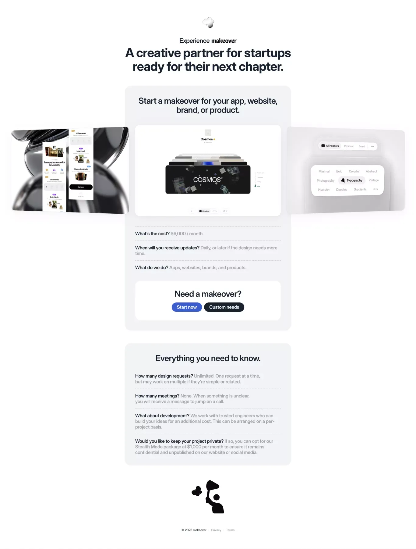Creative Makeovers for Apps, Websites, B portfolio page screenshot showcasing Design and Tech design