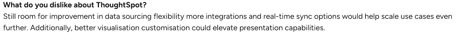 Thoughtspot review about its data sourcing flexibility