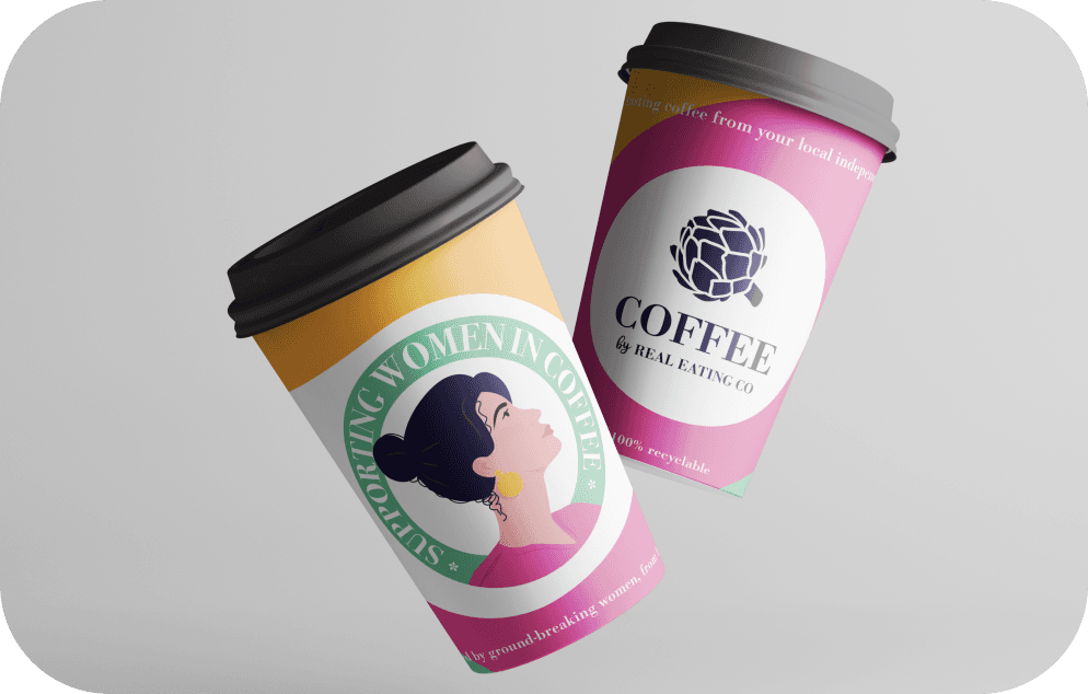 Real Eating co Cups design illustration