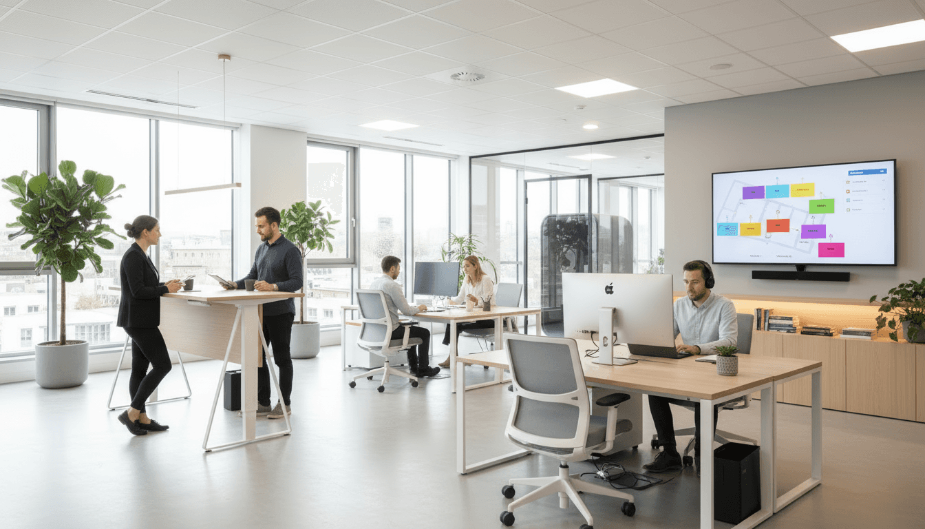 Personen arbeiten zusammen in einem offenen Büro