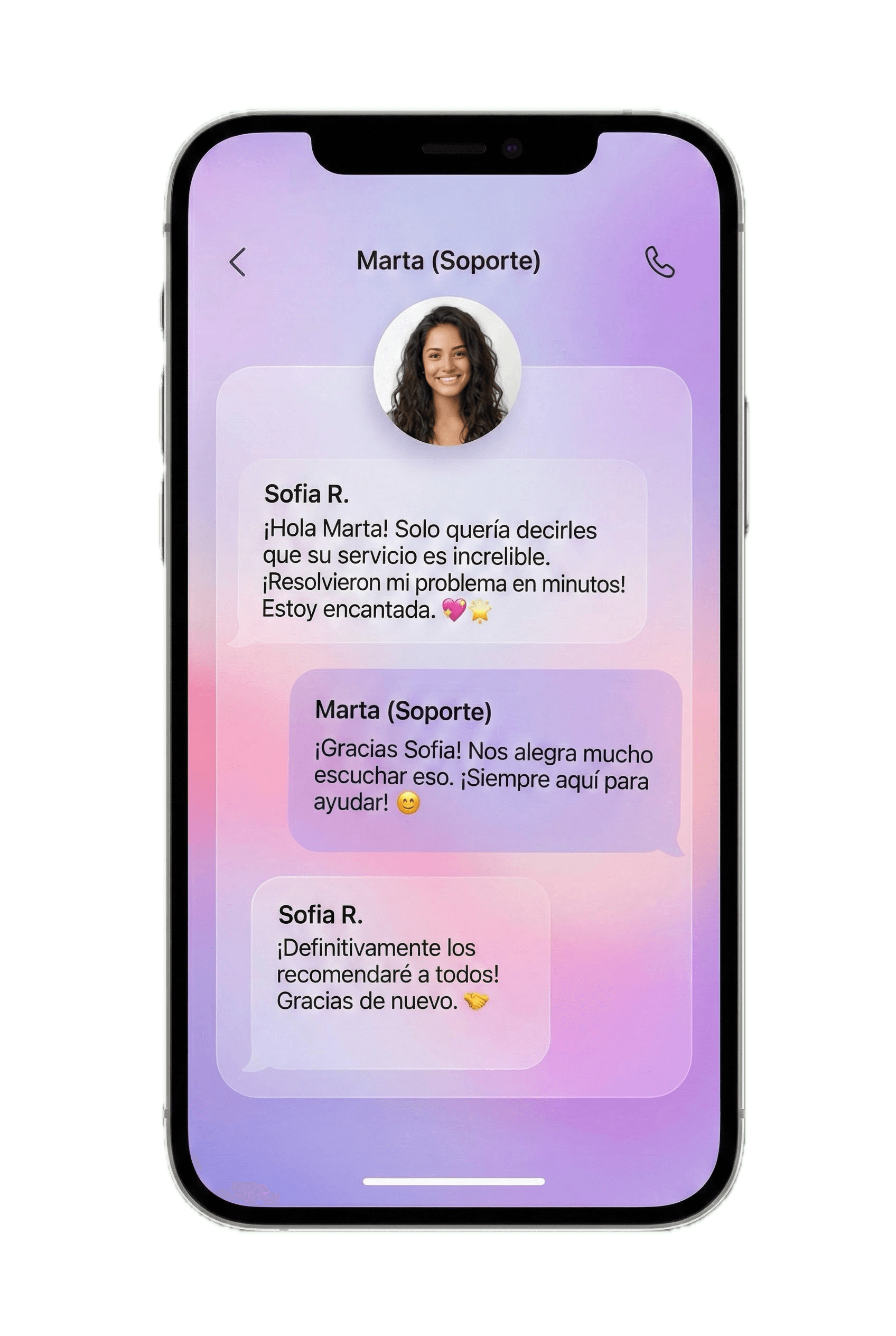 Imagen de una conversación con un cliente satisfecho