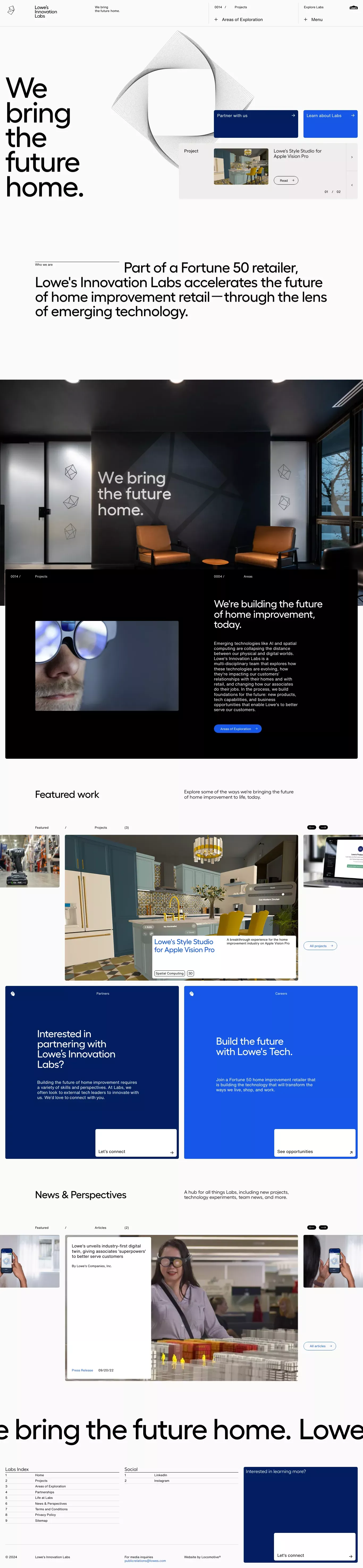 Lowe's Innovation Labs - Building the Fu portfolio page screenshot showcasing Design and Architecture design