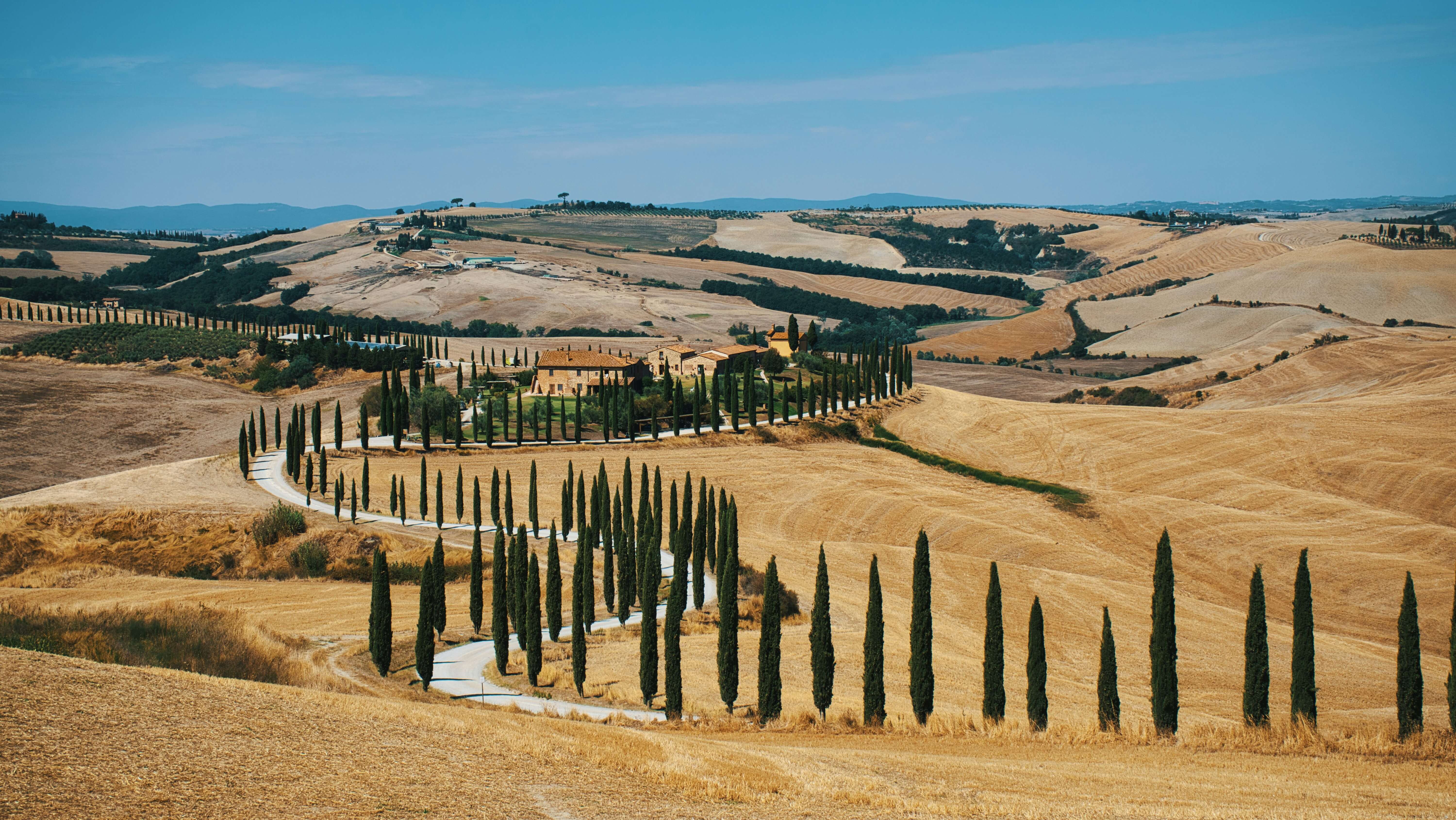 Landscape view of hills and a winding road