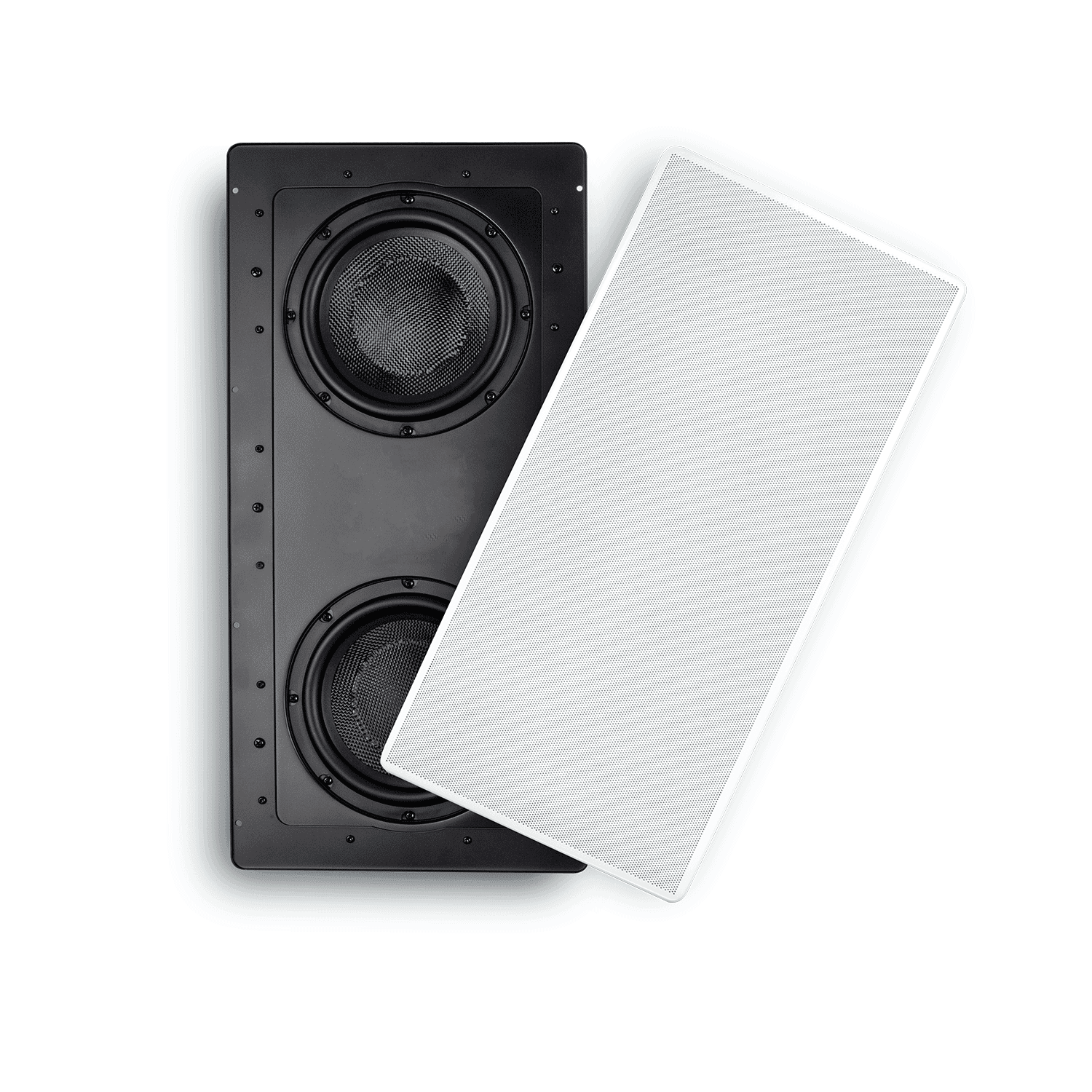 In-wall speaker with grille removed