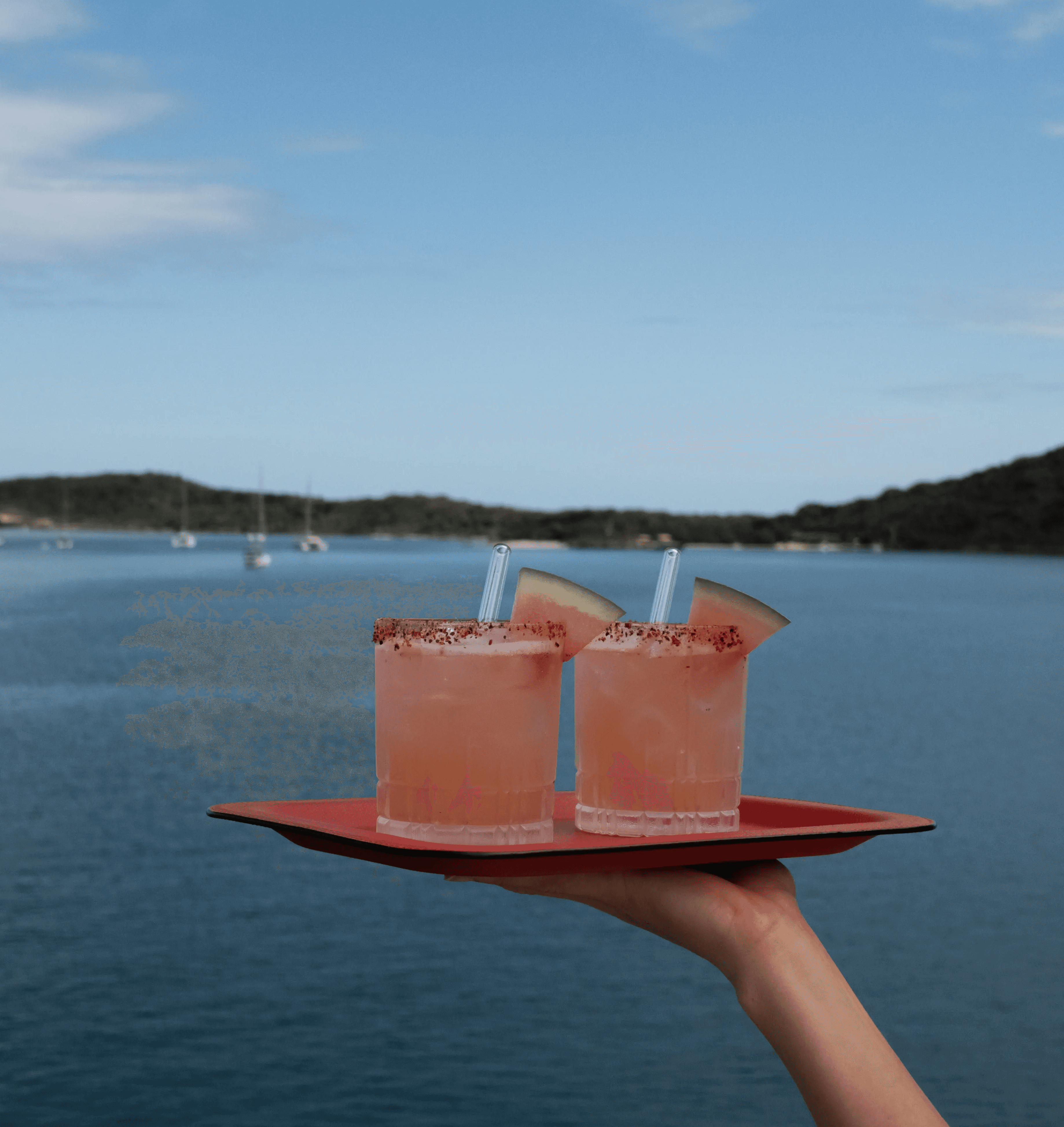 Sunlit minimalist cafe with brown chairs and bar.