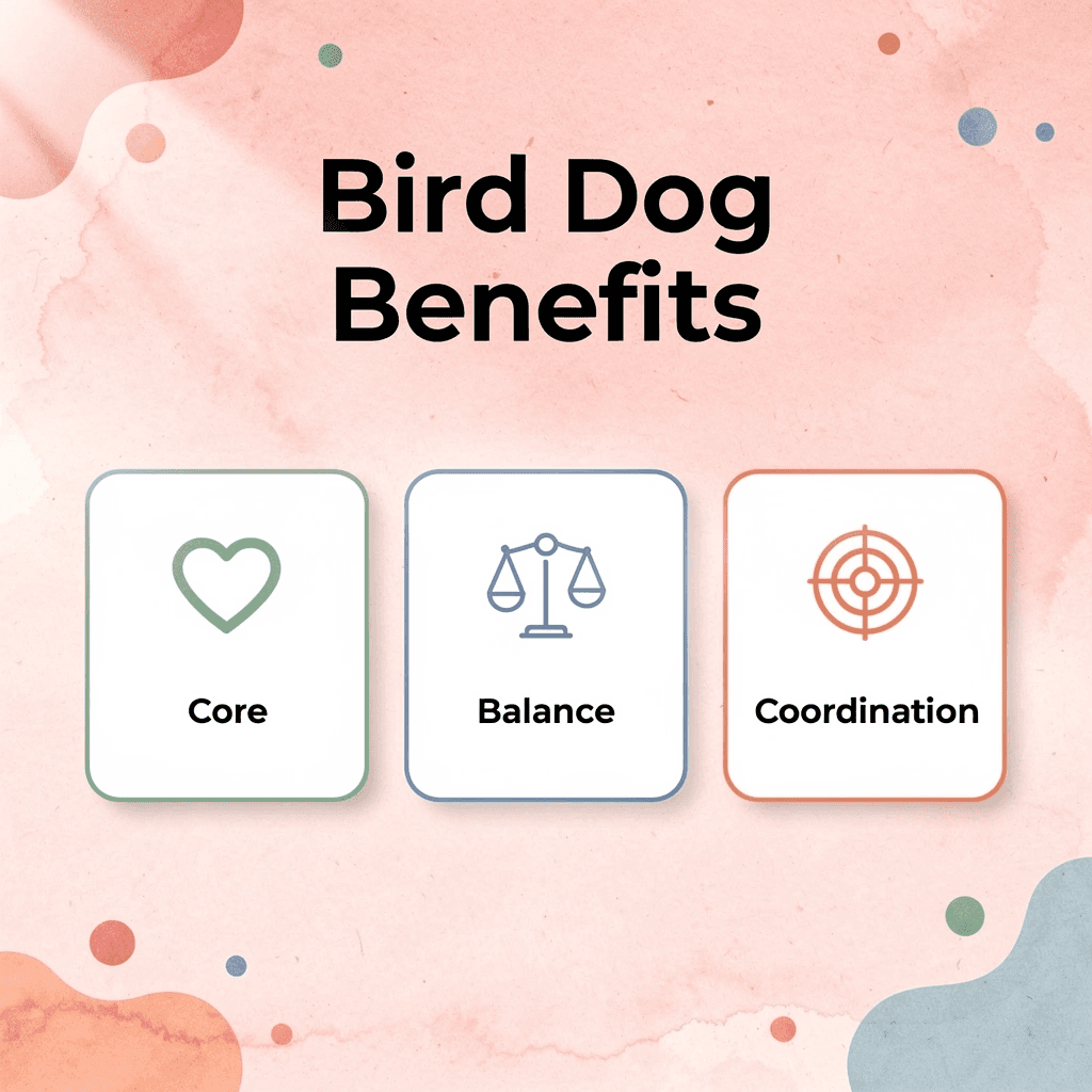Infographic showing bird dog exercise benefits