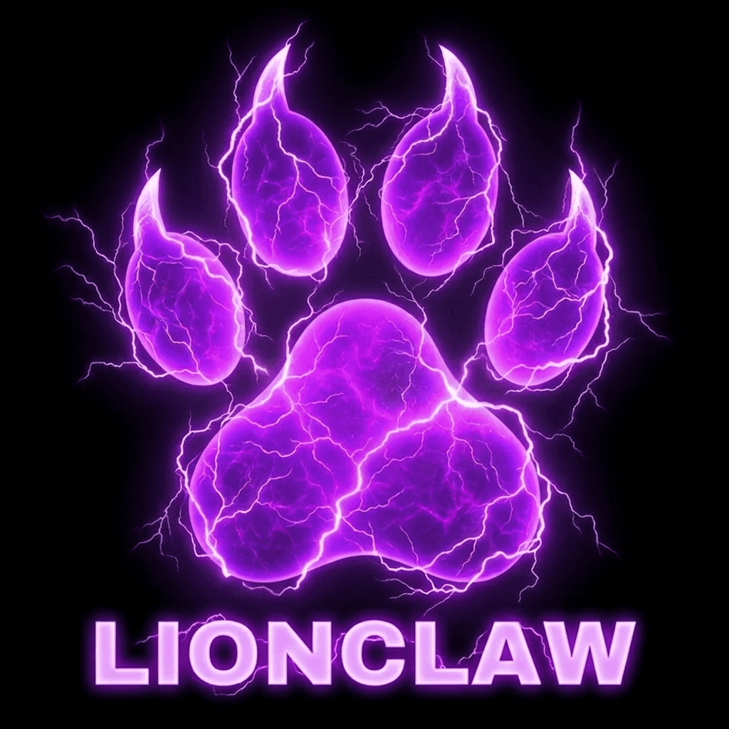 Logo do LionClaw, pata de leão roxa
