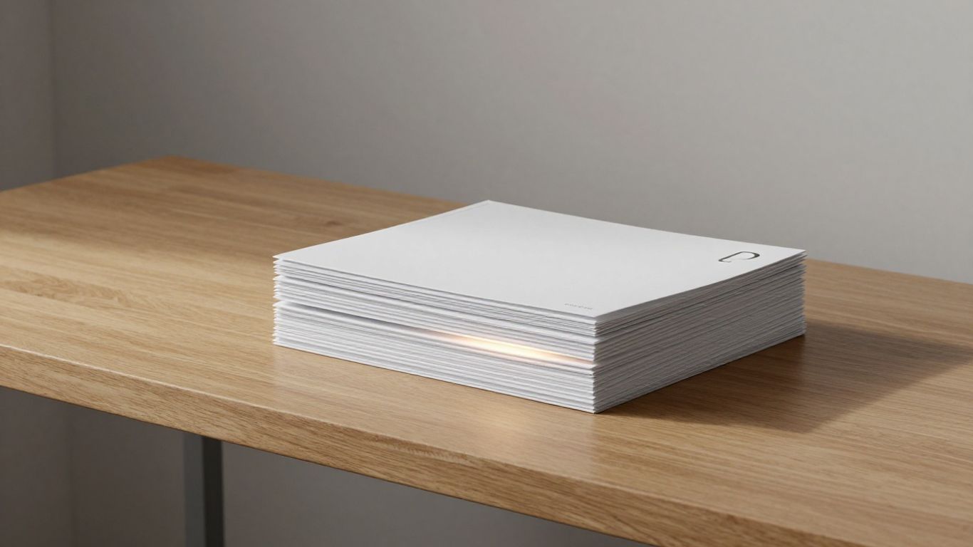 A clean minimalist workspace with organized data files