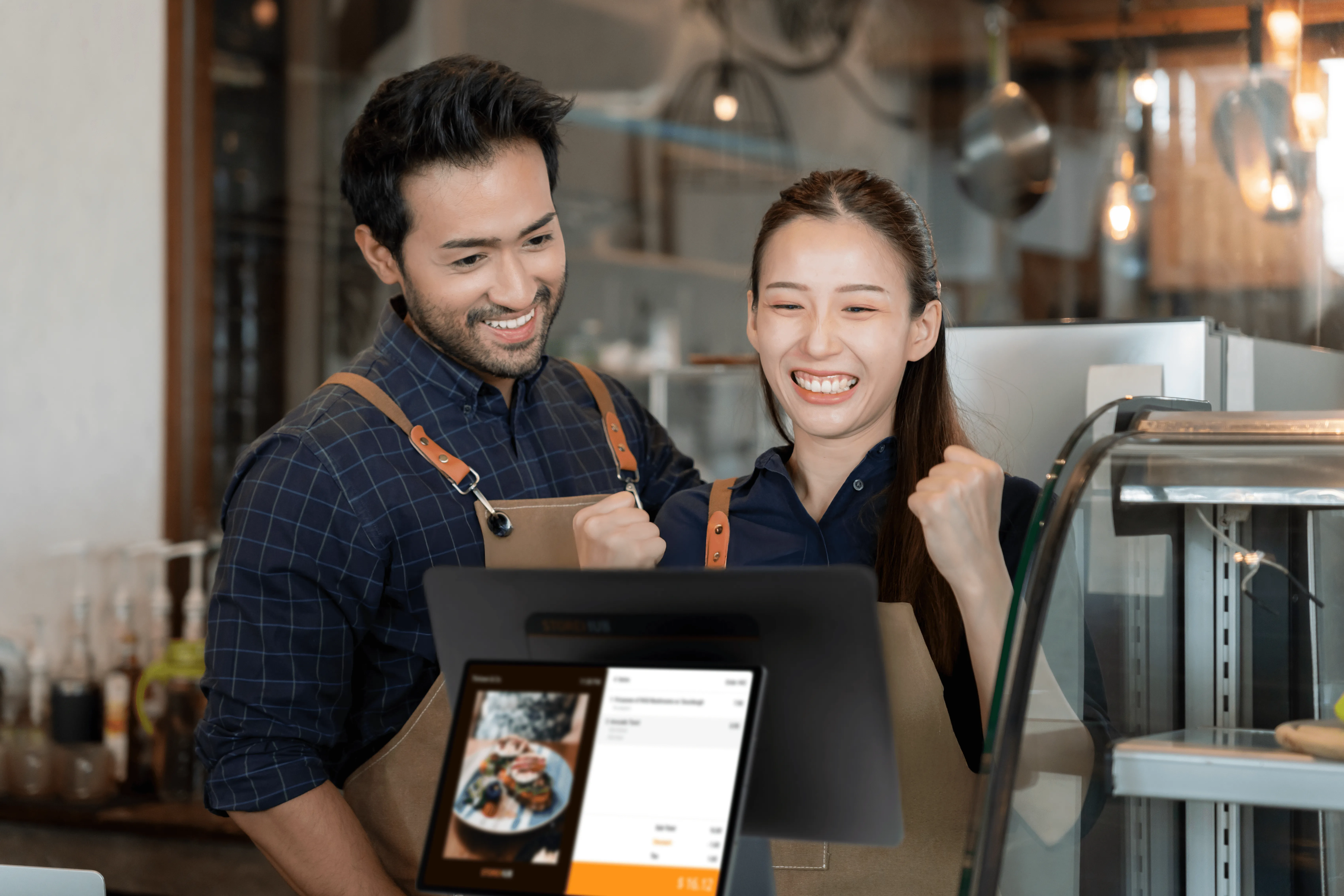 Cafe staff using StoreHub handheld POS for fast tableside ordering and seamless kitchen communication.