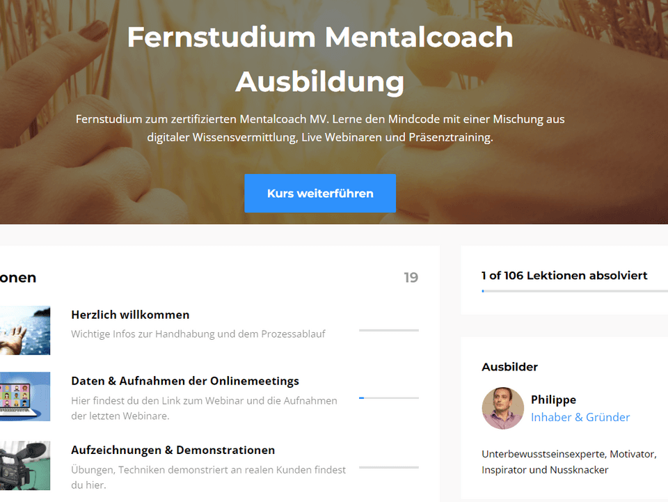Mentalcoach Ausbildung online