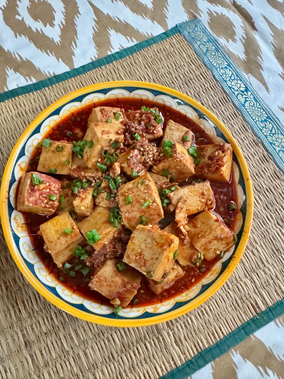Korean-style braised tofu served in a dish
