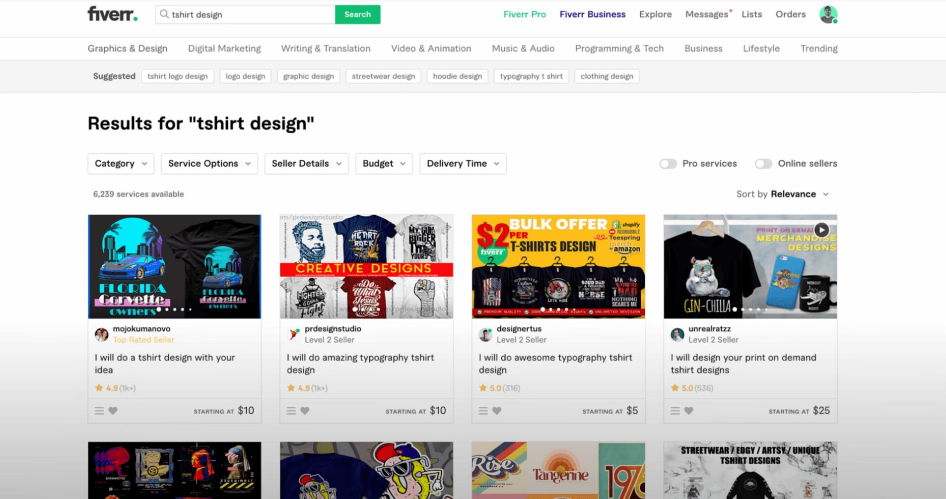 Fiverr, une plateforme pour engager des freelancers pour des projets de design graphique POD en 2024